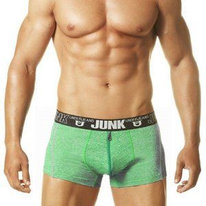 Junk UnderJeans Sweat Zip Fly Boxer Brief Underwear Green - MB20010
